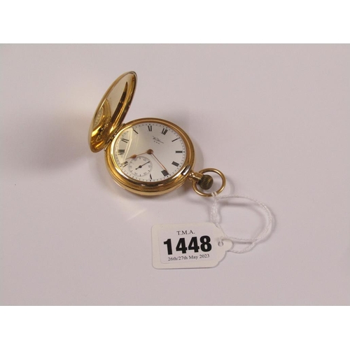 1448 - WALTHAM 18ct CASED HUNTER POCKET WATCH