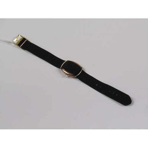 1449 - HERMES GOLD CASED WATCH WITH MATERIAL STRAP