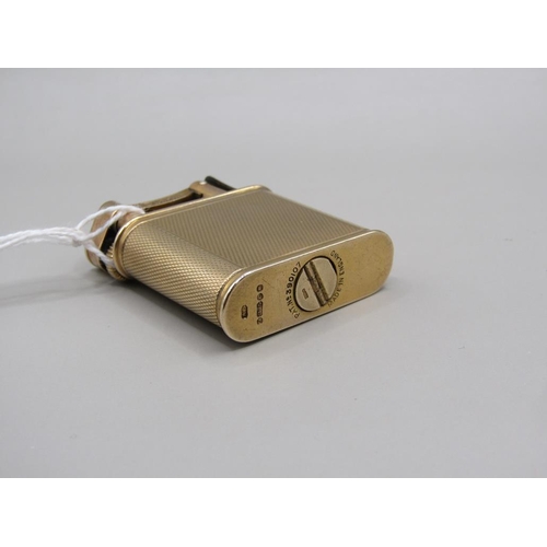 1450 - DUNHILL 9ct GOLD CASED POCKET LIGHTER , PATENT 390107