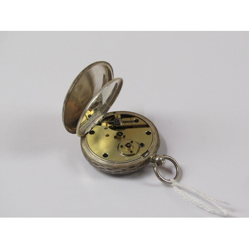 1474 - LUCERNE SILVER CASED FOB WATCH WITH A DECORATED WHITE ENAMEL DIAL