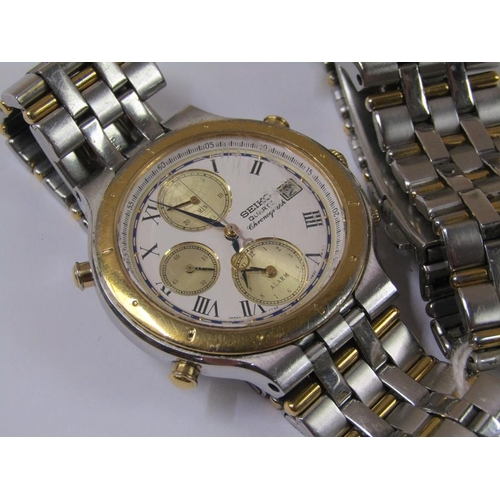 1485 - TWO SEIKO CHRONOGRAPHS WITH DATE AND ALARM FUNCTIONS