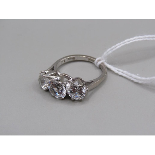 1508 - 18ct WHITE GOLD WHITE STONE SET RING SIZE L