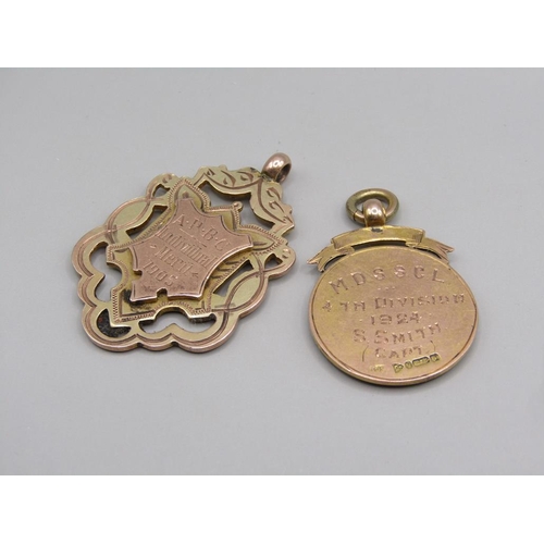 1547 - TWO 9CT GOLD PRESENTATION PENDANTS, 19g