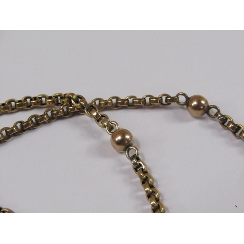 1551 - 9CT GOLD LONG GUARD CHAIN, 36g, 150CM L