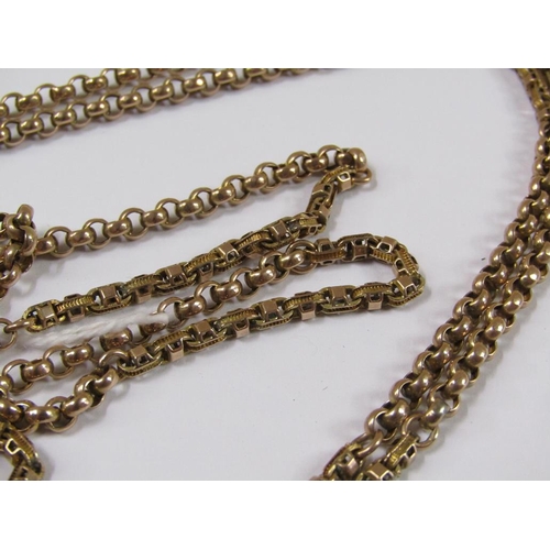 1553 - 9CT GOLD LONG GUARD CHAIN, 41g, 150CM L