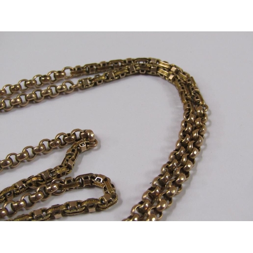 1553 - 9CT GOLD LONG GUARD CHAIN, 41g, 150CM L