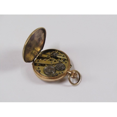 1554 - 14CT GOLD EDELWIESS LADIES PENDANT WATCH WITH BLUEBIRD ENAMEL DECORATION