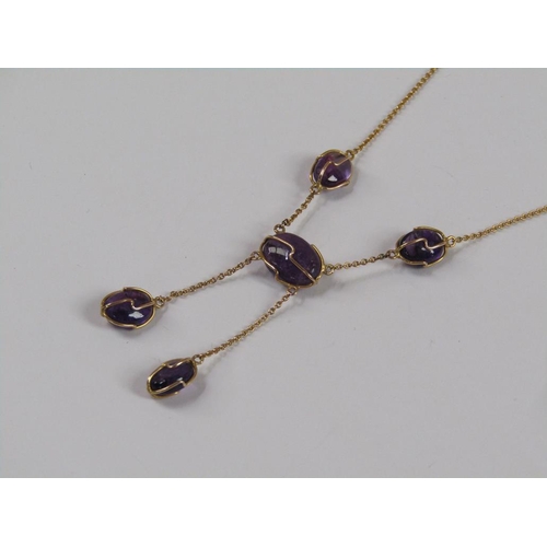 1570 - GOLD AMETHYST SET PENDANT NECKLACE, 4.1g