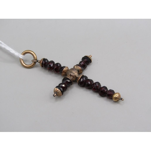 1578 - GILT METAL GARNET PENDANT CROSS