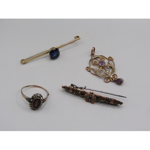 1581 - FOUR ITEMS OF GOLD JEWELLERY, APPROX 10g