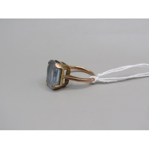 1588 - GOLD AQUAMARINE SET RING SIZE L