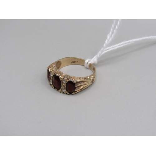 1592 - 9CT GOLD RUBY AND DIAMOND SET RING SIZE M