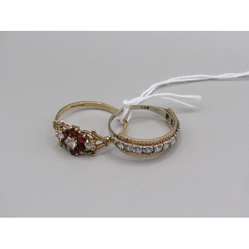 1593 - TWO 9CT GOLD STONE SET RINGS