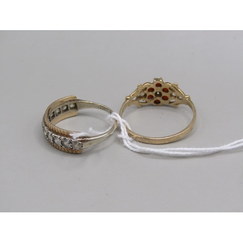 1593 - TWO 9CT GOLD STONE SET RINGS