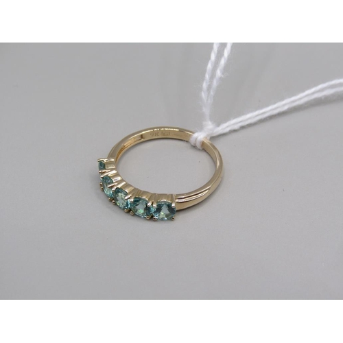 1595 - 9CT APARTITE FIVE STONE RING, SIZE Q