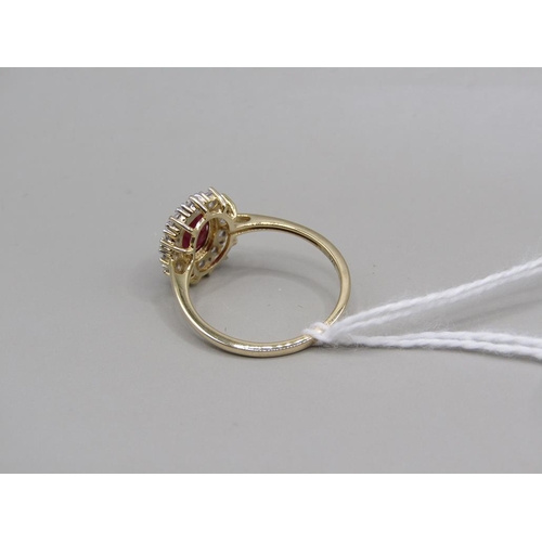 1600 - RUBY AND WHITE SAPPHIRE RING, SIZE P 1/2