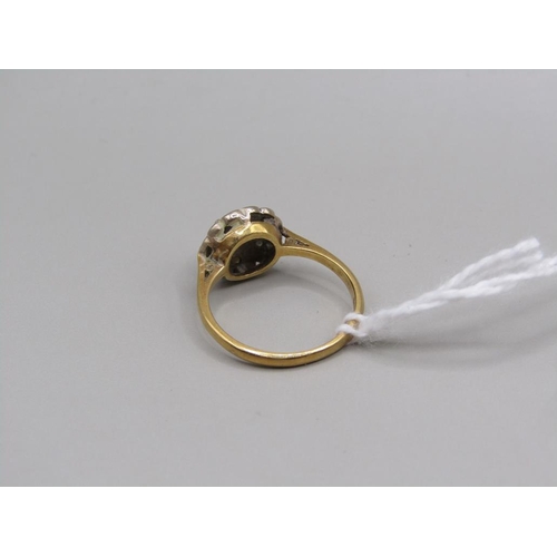 1604 - 18CT GOLD DIAMOND AND RUBY SET RING, SIZE K