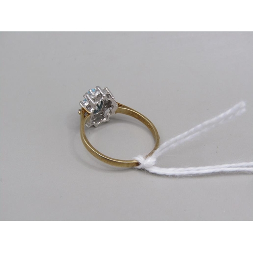 1612 - GOLD ON SILVER TURQUOISE ZIRCONIA RING, SIZE O
