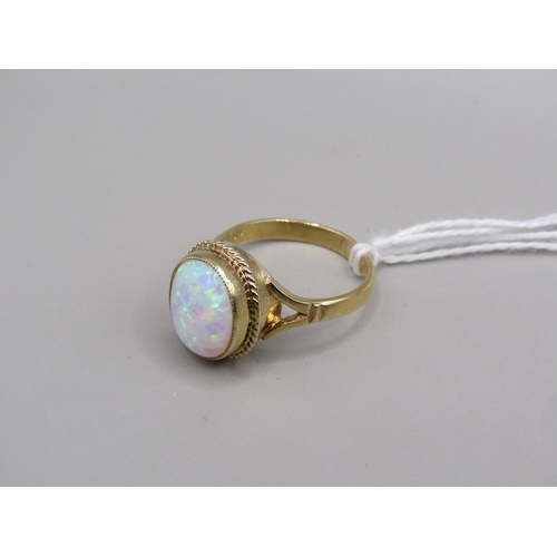 1614 - GOLD ON SILVER OPALINE RING, SIZE P