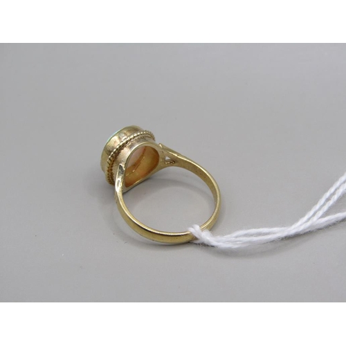 1614 - GOLD ON SILVER OPALINE RING, SIZE P