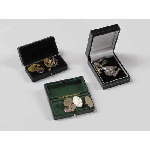 1620 - THREE PAIRS OF SILVER MASONIC AND OTHER CUFFLINKS