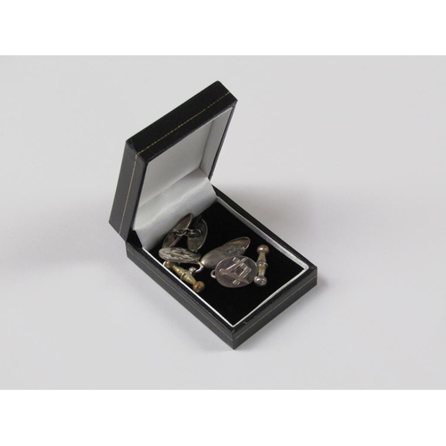 1620 - THREE PAIRS OF SILVER MASONIC AND OTHER CUFFLINKS