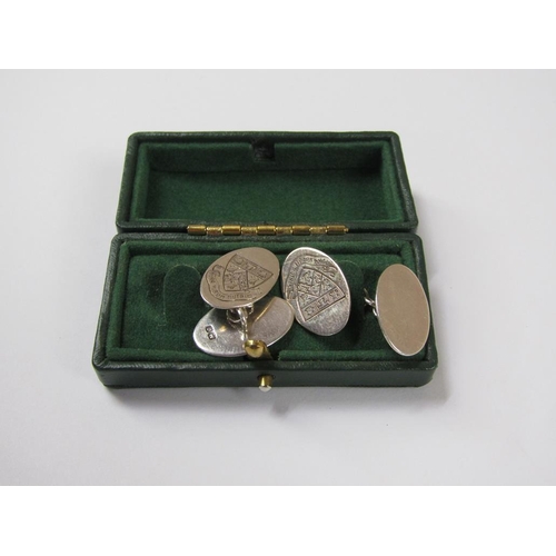 1620 - THREE PAIRS OF SILVER MASONIC AND OTHER CUFFLINKS