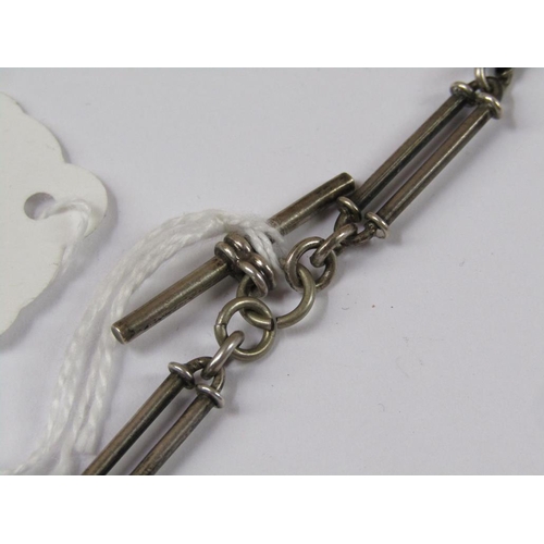 1624 - SILVER CASED PENDANT WATCH; WATCH CHAIN