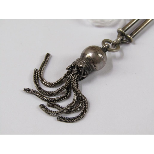 1624 - SILVER CASED PENDANT WATCH; WATCH CHAIN