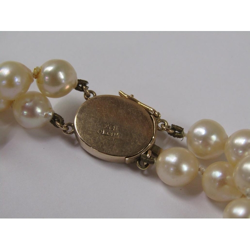 1627 - DOUBLE STRING OF PEARLS WITH 14CT GOLD CLASP