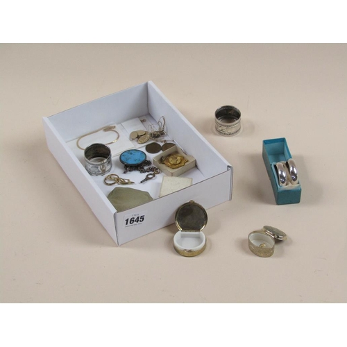 1645 - SMALL COLLECTION OF MISC ITEMS OF METAL COSTUME JEWELLERY