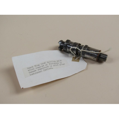 1651 - SMALL FRAGMENT OF BERLIN WALL; SPARK PLUGS FROM SPITFIRE, P38 & JUNKERS JU88