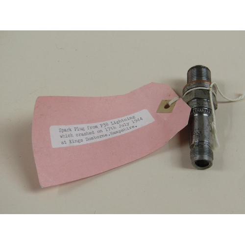 1651 - SMALL FRAGMENT OF BERLIN WALL; SPARK PLUGS FROM SPITFIRE, P38 & JUNKERS JU88