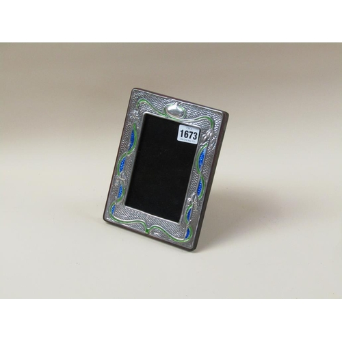 1673 - EMBOSSED ART NOVEAU STYLE SILVER MOUNTED EASEL PHOTOFRAME