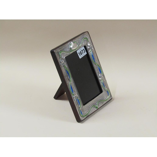 1673 - EMBOSSED ART NOVEAU STYLE SILVER MOUNTED EASEL PHOTOFRAME