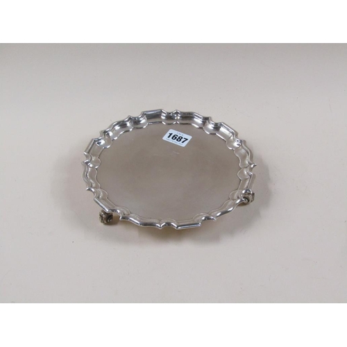 1687 - 19c SILVER SALVER ON THREE LEGS 13.5oz