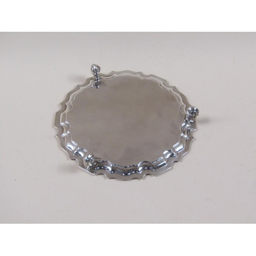 1687 - 19c SILVER SALVER ON THREE LEGS 13.5oz