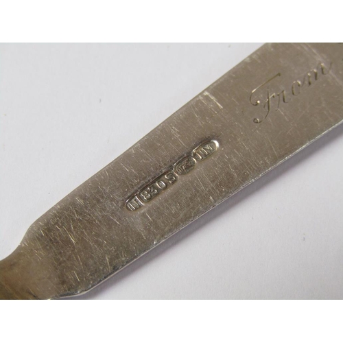 1695 - SCANDINAVIAN SILVER CHRISTENING FORK AND SPOON TOGETHER WITH ONE SLICE AND CONTINENTAL CADDY SPOON &... 