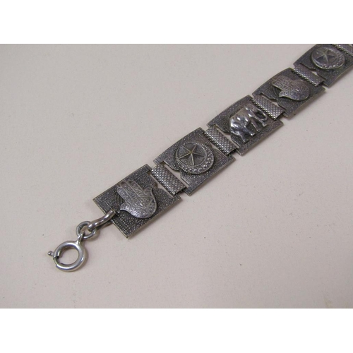 1696 - SILVER BRACELET TOGETHER WITH A COIN MOUNTED SILVER BRACELET