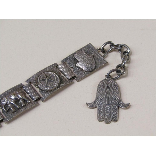 1696 - SILVER BRACELET TOGETHER WITH A COIN MOUNTED SILVER BRACELET