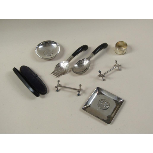 1704 - COLLECTION OF VARIOUS ITEMS OF SILVER AND PLATE TOGETHER WITH PAPIER MACHE SPECTACLE CASE