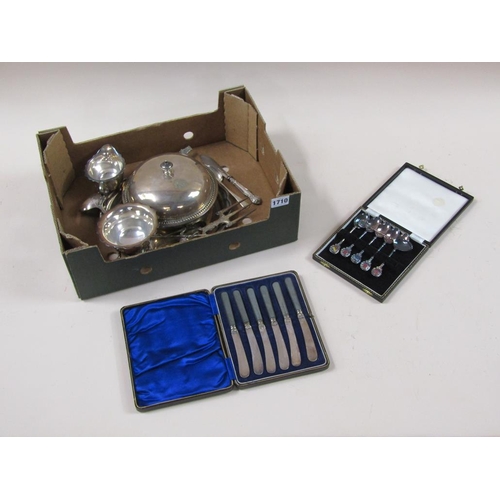 1710 - BOX OF MISC. ITEMS OF SILVER PLATE