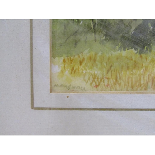 1198 - FRAMED WATERCOLOUR - RURAL SCENE; UNFRAMED OIL - RIVERSCAPE