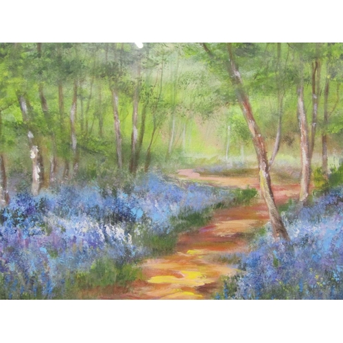 1199 - FRAMED PASTEL - WENDOVER WOODS AND BLUEBELLS 24CM X 34CM