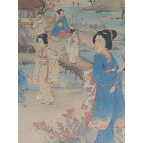 1200 - ANTIQUE ORIENTAL PRINT - GEISHA GIRLS, 30CM X 23CM