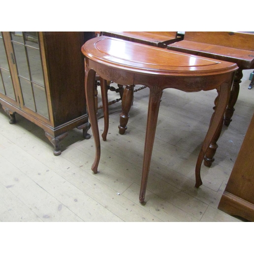 1950 - GEORGIAN STYLE MAHOGANY DEMI LUNE SIDE TABLE, 90CM W