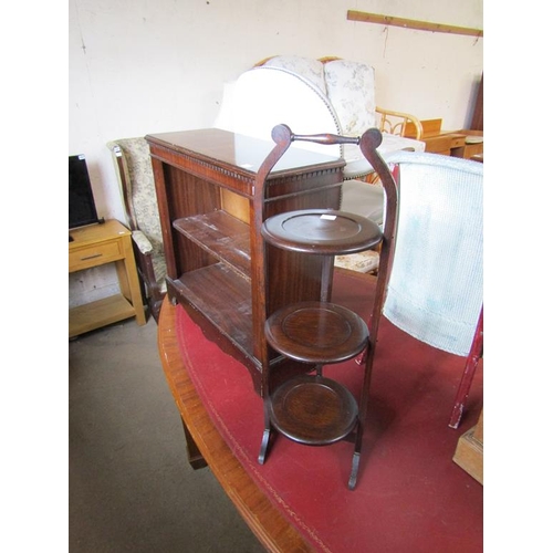 561 - REPRODUCTION BOOKCASE AND A CAKE STAND