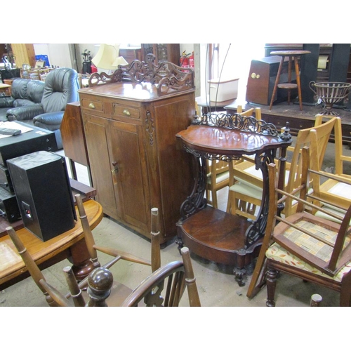 592 - 19c CONTINENTAL CUPBOARD AND A VICTORIAN TWO TIER TABLE