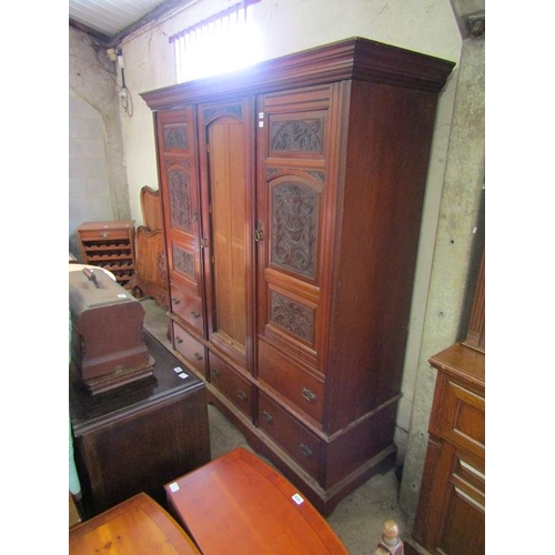 714 - VICTORIAN TRIPLE WARDROBE