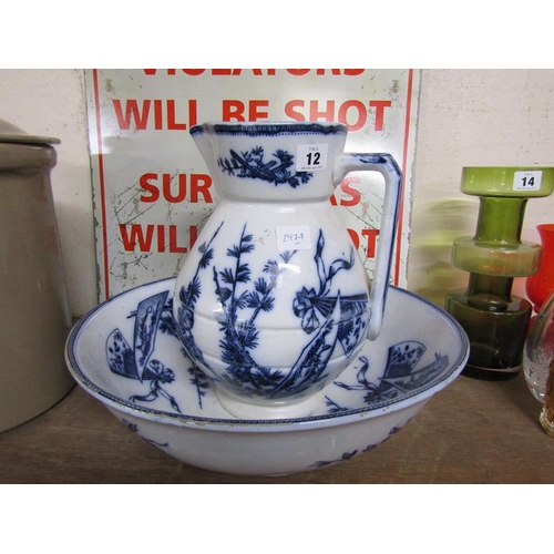 12 - TRANSFER PRINTED WASH JUG AND BOWL